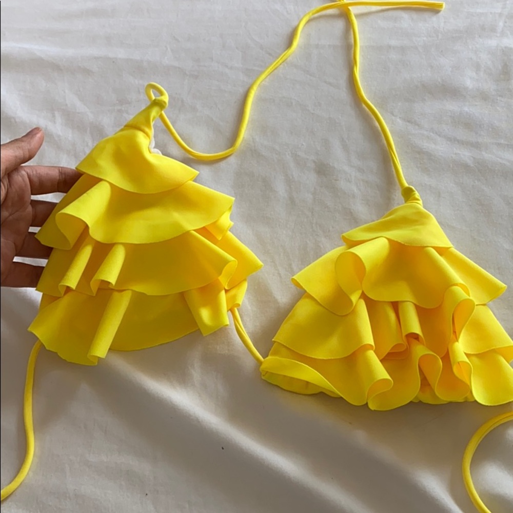 Beautiful yellow ruffle swim top